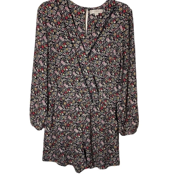 NWOT LOFT Multicolor Floral Garden Wrap Romper - Picture 2 of 9